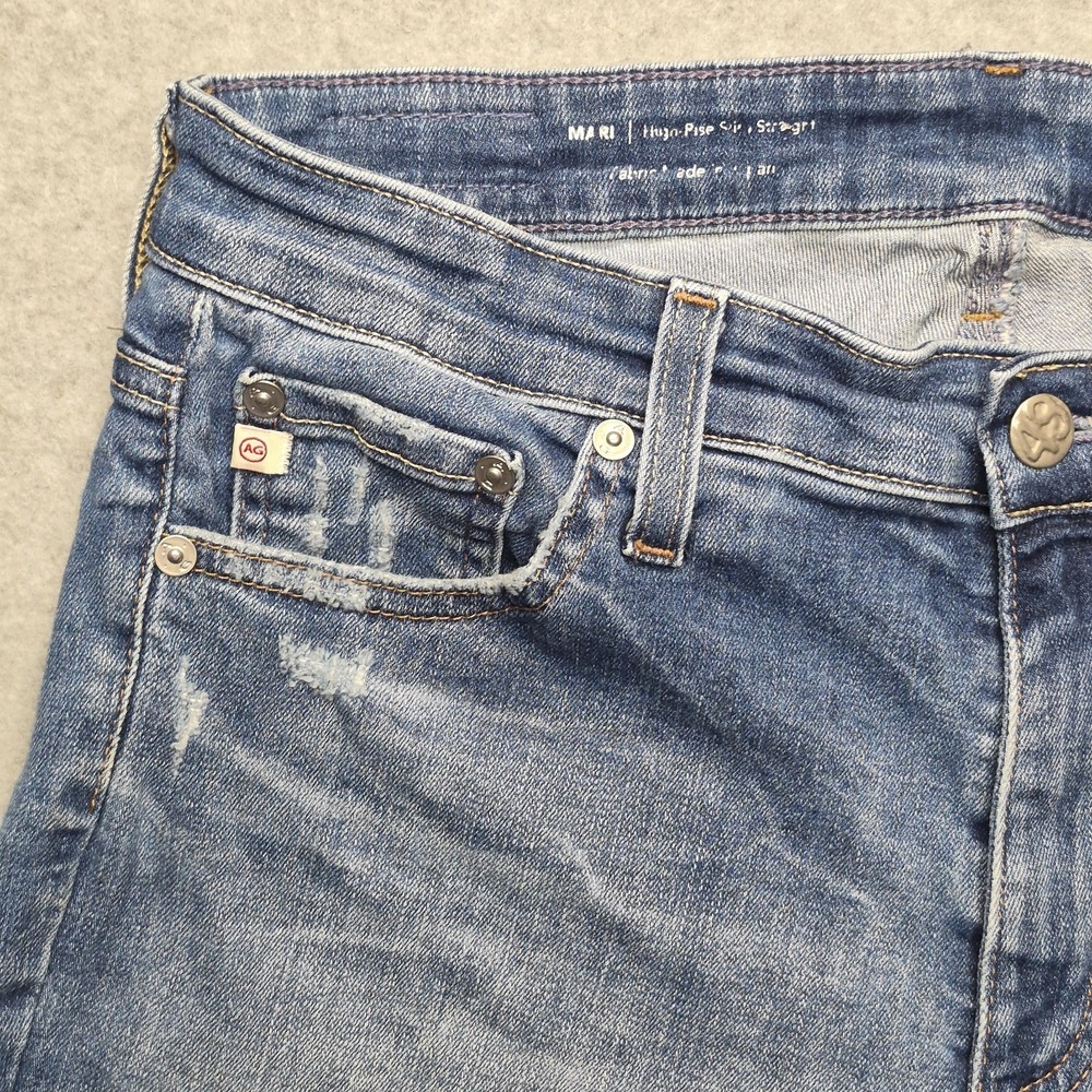 AG Adriano Goldschmied Mari High Rise Slim Straight Jeans Womens 31 Blue Denim - Picture 11 of 16